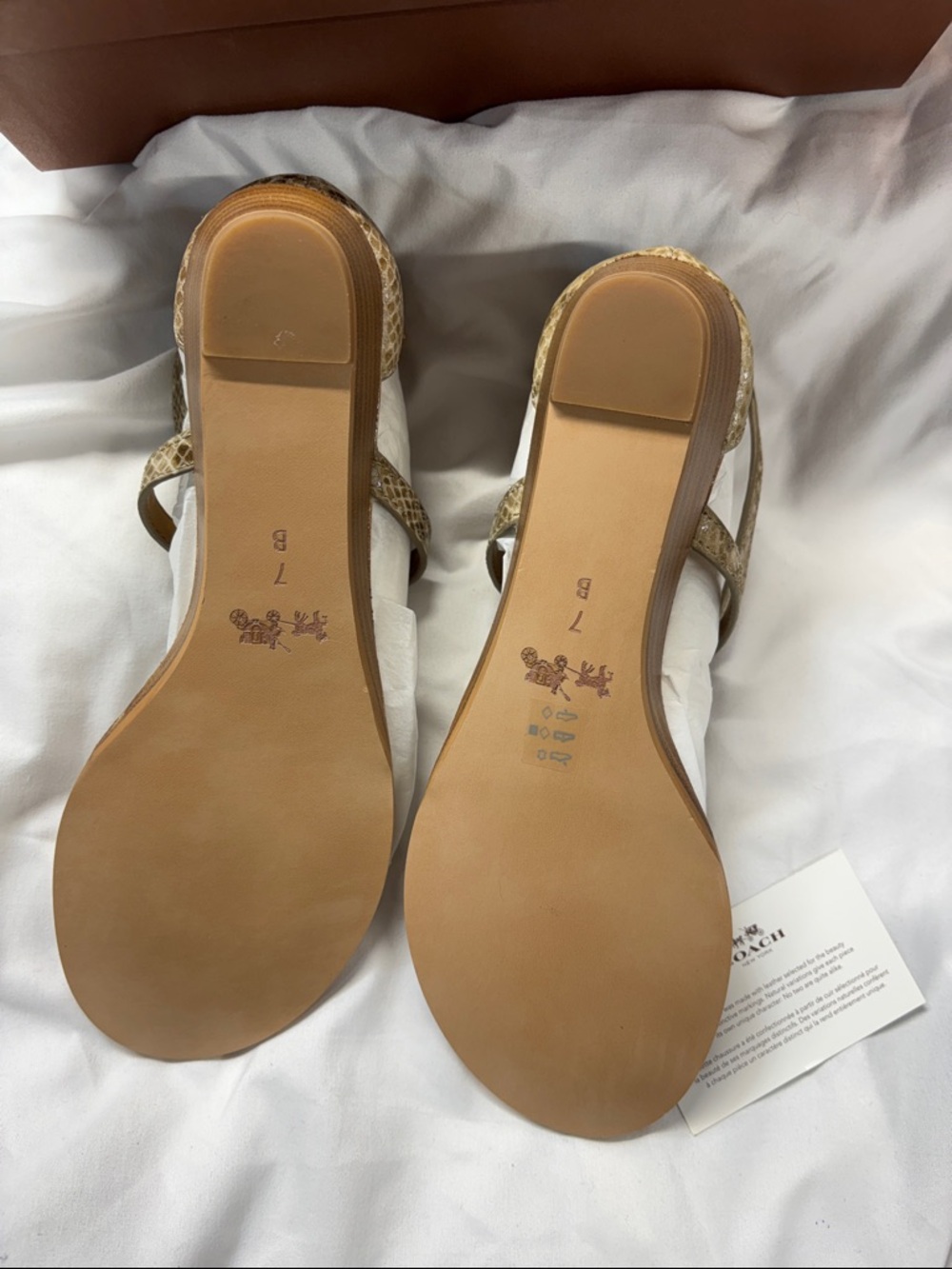 Coach Turnlock Leather Sandals Ingrid Nat embossed T strap Snake Print Gladiator - Picture 11 of 14